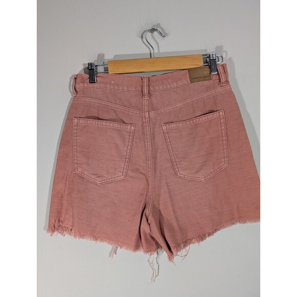 American Eagle Womens Pink Distressed Highest Rise Mom Shorts Sz 8 Boho Festival - Picture 2 of 8